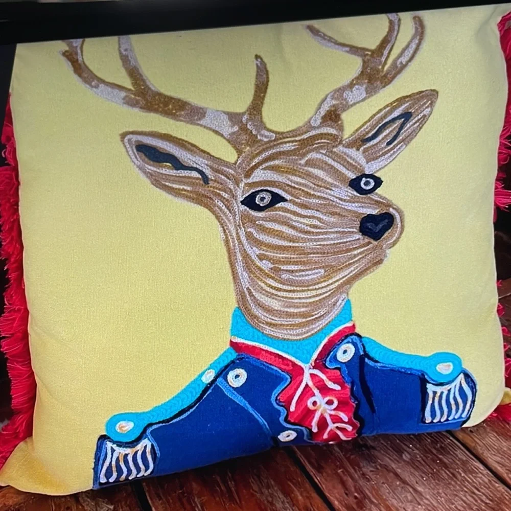 Holiday Vintage Deer Pillow